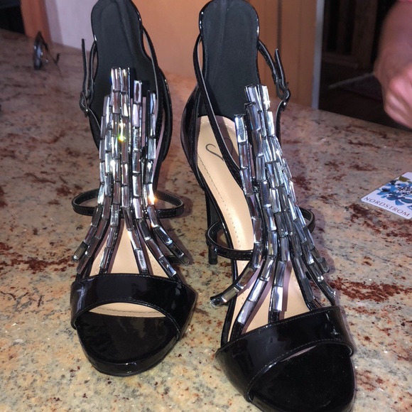 Black sparkly starburst gemstone heels Windsor - Picture 8 of 8